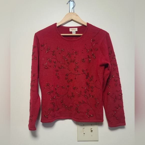 Talbots vintage wool beaded sweater size mp - Picture 1 of 7
